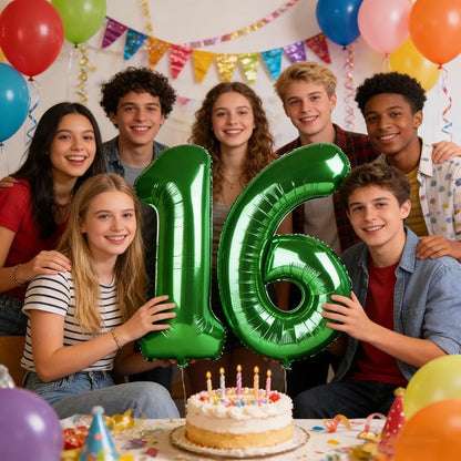 Number 16 Balloons 40 Inch for 16 61 Birthday Party Decoration, Dark Green | - Image 4