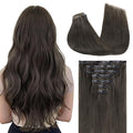 GOO GOO Clip in Hair Extensions Real Human Hair, Remy Human Hair Extensions Clip ins for Women, Natural Human Hair, 22inch 150g 7Pcs, 1C Mocha Brown