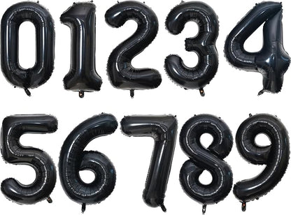 10 Pcs Number Balloons 32 Inch Black 0-9 Number Mylar Foil Balloons Black by Unknown