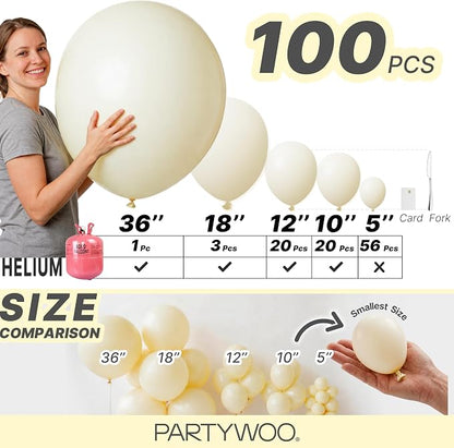PartyWoo Pastel Yellow Balloons 100pcs Light Pale Yellow Color | 36 18 12 10 5 - Image 6