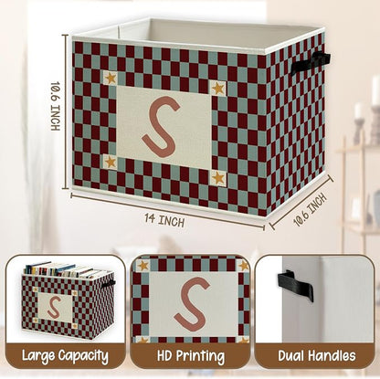 Letter S Checkered Foldable Storage Bins Box - Image 5