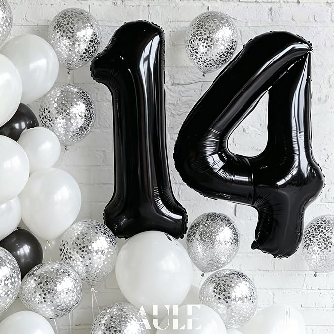 AULE 40 Inch Black Number Balloon 4 Foil 0-9 Birthday Big Numbers | Birthday - Image 3