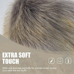 Faux Fur Headband for Women Elastic Fuzzy Thick Earmuffs Winter Headwrap Ear Muffs Furry Ear Warmers Cold Weather (Silver)