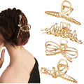 4 Pack Large Metal Hair Clips for Thin to Thick Curly Hair, 4.3 Inch Big Nonslip Gold Color Clamps, Perfect Fashion Jaw Claw Hair Styling Accessories for Women and Girls, Christmas Gifts