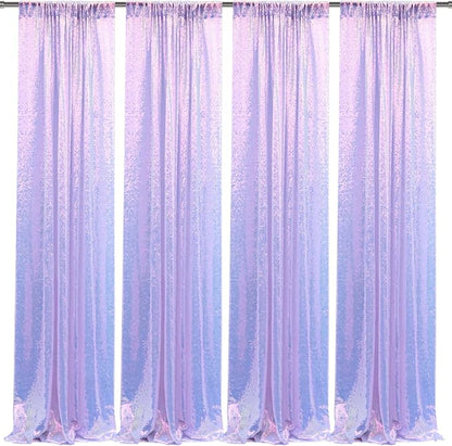 2×8FT-4PCS Mermaid Purple Sequin Backdrop Curtains Panels, Photography Backdrop - Image 8