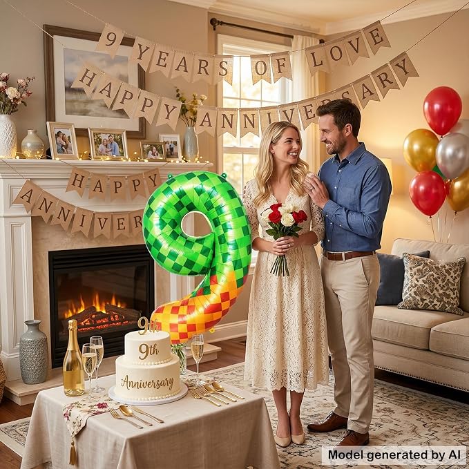 40 Inch Pixelated Foil Number 9 Balloon - Image 5