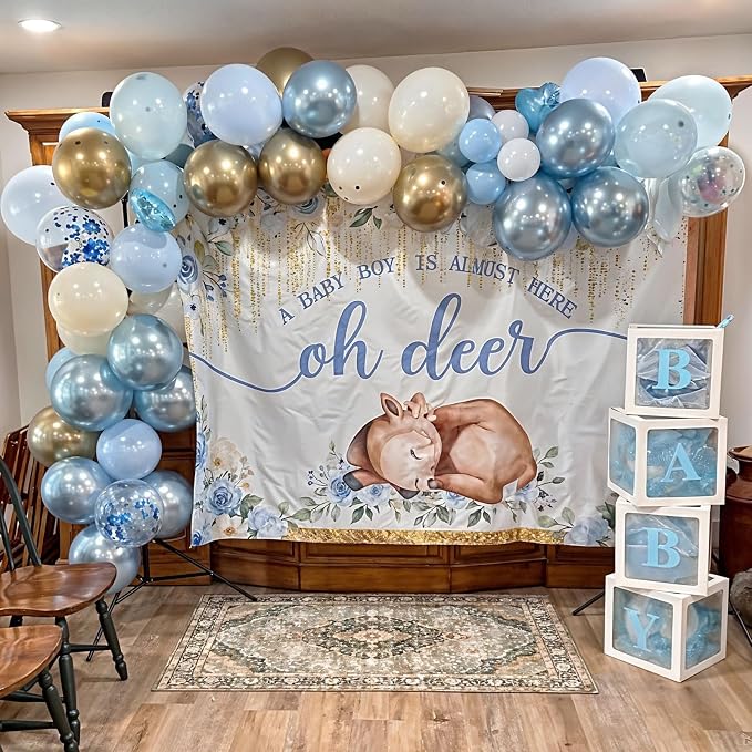 Dusty Blue Gold Balloons, 60 Packs 12 Inch Blue Gold Balloon, Metallic Golden - Image 5