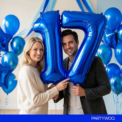 PartyWoo Number Balloons 40 Inch Blue Number 1 Kit - Image 9
