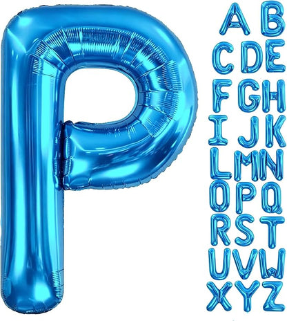 Letter P Balloon 40 Inch Blue, Giant Alphabet Foil Balloon, Big Mylar Party by Aeniaza