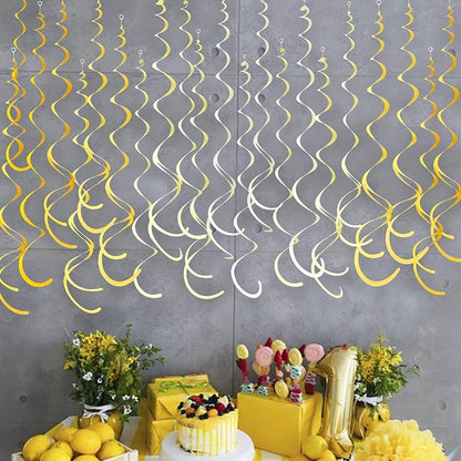 36Pcs Yellow Hanging Swirl Decorations Ombre Yellow Felt Swirl Streamer Spiral - Image 5