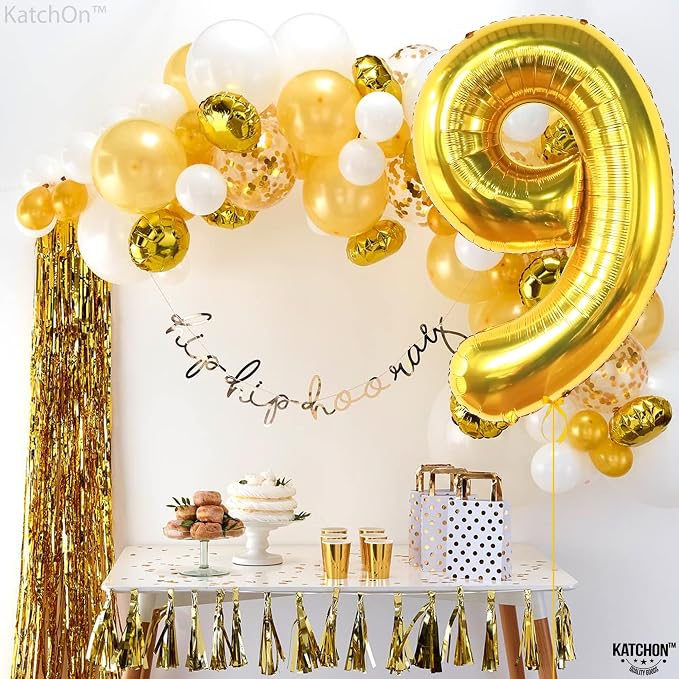 KatchOn Gold Number 9 Balloon 40 Inch, Foil 9 Birthday Balloon | 9th Birthday - Image 2