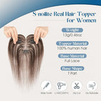 Hair Topper Human Hair Curtain Air Bangs Topper for Women,3.54x4.92 T-part Lace Base Topper Hair Piece for Daily Wear(Dark Brown)