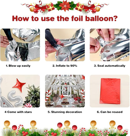 FunHot Merry Christmas Balloons Banner, 16 Inch Xmas Letter Balloon - Image 7