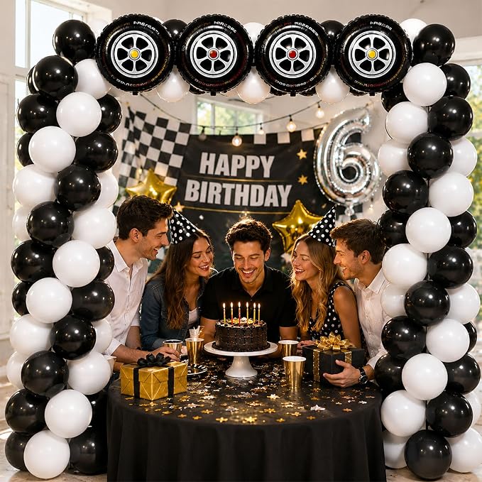 Skylety 2 Sets Race Car Balloon Column Stand Kit Adjustable Race Car Black - Image 6