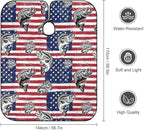 Large Long Professional Barber Cape, Hairdressing Apron Bass Fish Fishing Lure American Flag Shampoo Cutting Household Capes Wrap for Hair Salon