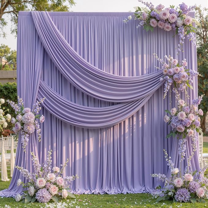 20ft x 10ft Wrinkle Free Lavender Backdrop Curtains - Image 3