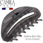 Camila Paris CP3124 French Hair Clip for Women, Gray, Girls Hair Claw Clip Jaw Fashion Durable and Styling Hair Accessories for Women, Luxury Ladies Strong Hold No Slip Grip Clamp, Made in France