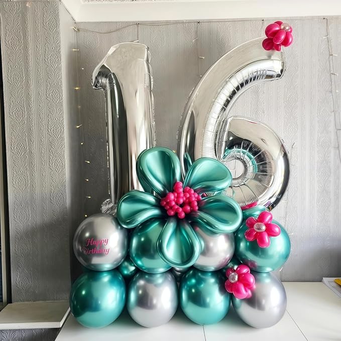 21 Balloons Number, Giant Silver Number 2 & 1 Helium Foil Balloon - Image 8