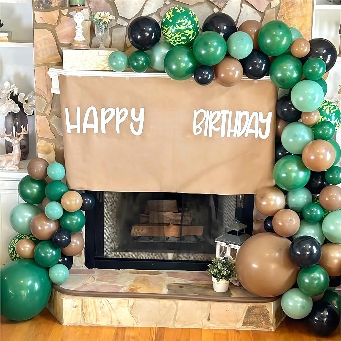 Green and Brown Army Balloons Set, 12 Inch Dark Sage Green Retro Light Coffee - Image 4