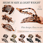 Obeoby 10 Pcs Flat Hair Clips for Women, 3 Styles French Flat Claw Clips for Thin Thick Hair, Medium Duckbill No Slip Hair Accessories Barrettes Girls（Tortoiseshell）