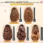 5 In 1 Curling Wand Set, Curling Iron Interchangeable Ceramic Barrels (0.35-1.25 Inch), Heating Hair Curler Kit with Protective Glove & 2 Clips Ceramic Coated for All Hair Types, Gift for Girls, Women