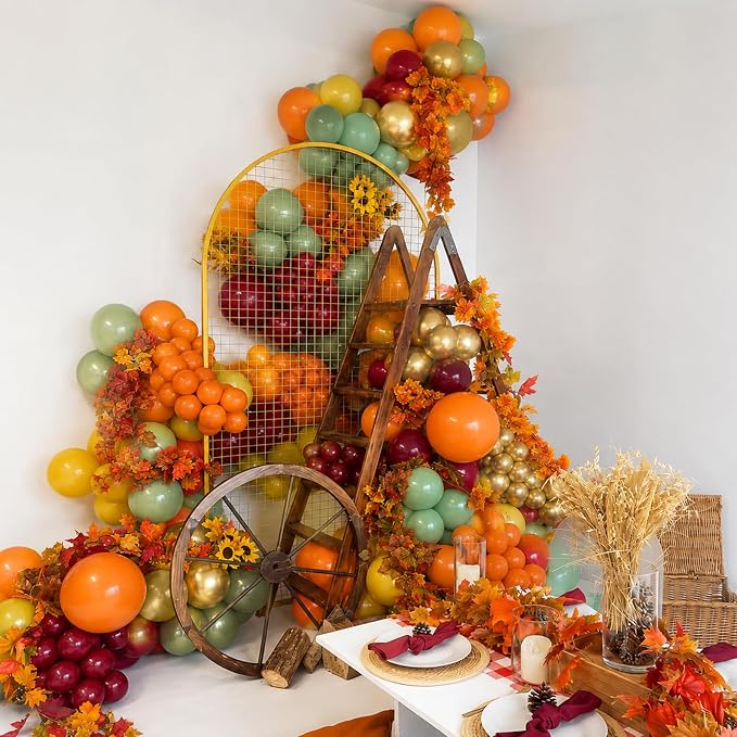 Safari Balloons 12Inch Burnt Orange Sage Green Yellow Burgundy Fall Balloon | - Image 5