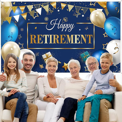 Blulu Retirement Party Decorations, Extra Large Fabric Retire Sign Banner Photo - Image 6