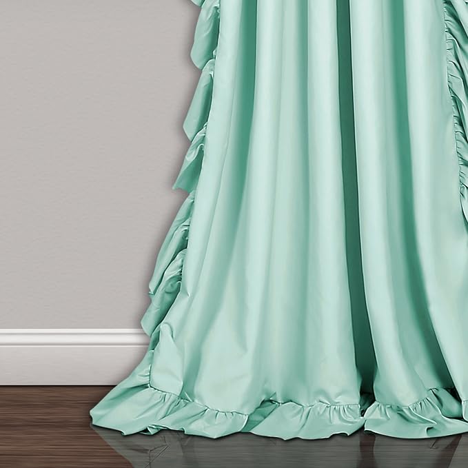 Lush Decor Reyna Ruffle Window Curtain Panel Set, Light Blue - Image 4