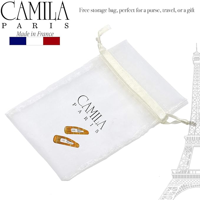 Camila Paris CP3092 French Hair Barrettes Clips, Snap Hair Slides Clic Clac for Women, Styling Girls Side Slide-in Metal Snap Pin Hair Accessories for Women. Strong Hold, No Slip Grip, Made in France