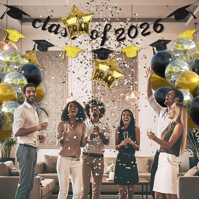 Graduation Decorations 2026, Class of 2026 Black and Gold Graduation Party - Image 6