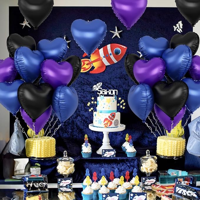 Blue Purple Heart Balloons - Image 5
