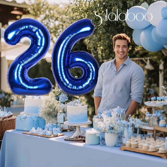 40 Inch Navy Blue Big Number 26 Balloon 0-9 Large Helium | Royal Blue Balloons - Image 3