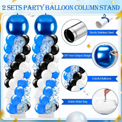 2 Sets Blue and Black White Balloon Column Stand Kit for, Adjustable Floor - Image 4