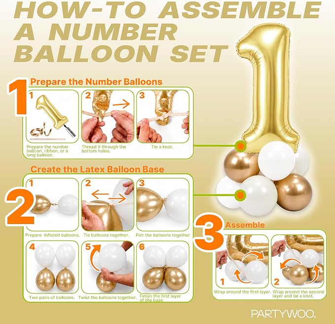 PartyWoo Number Balloons 40 Inch Gold Number 16 Kit 33pcs - Image 7