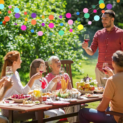 Outus 40 Pieces Colorful Circle Garland Banner Hanging Paper Dot Decorations - Image 7