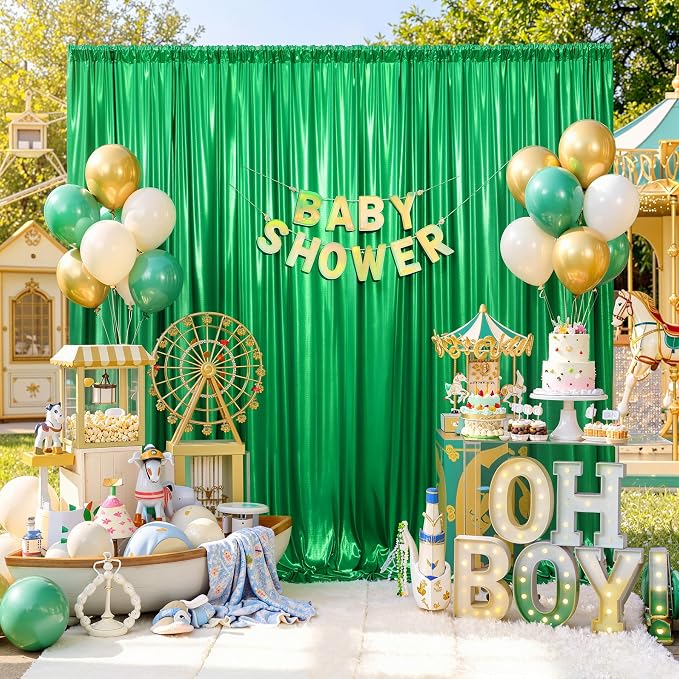 10x10ft Green Sequin Backdrop Curtains, Wrinkle Free Glitter Backdrop Drapes by Outpain