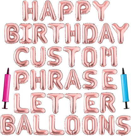 Happy Birthday Balloon Banner Custom Phrase Balloons letter 16 inch by LIOZEOKUN
