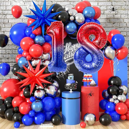40 Inch Spider Theme Number Foil Balloons, Large Number 18 Balloons - Image 5