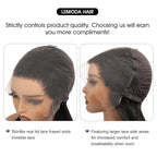 Lemoda Full 13x6 SKINLIKE Real HD Lace Frontal Wigs 210% Density 15A Straight 13x6 Full Lace Frontal Virgin Human Hair Wigs 22Inch Invisible 0.1mm Ultra-thin Knots Frayed Ends Lace Wig