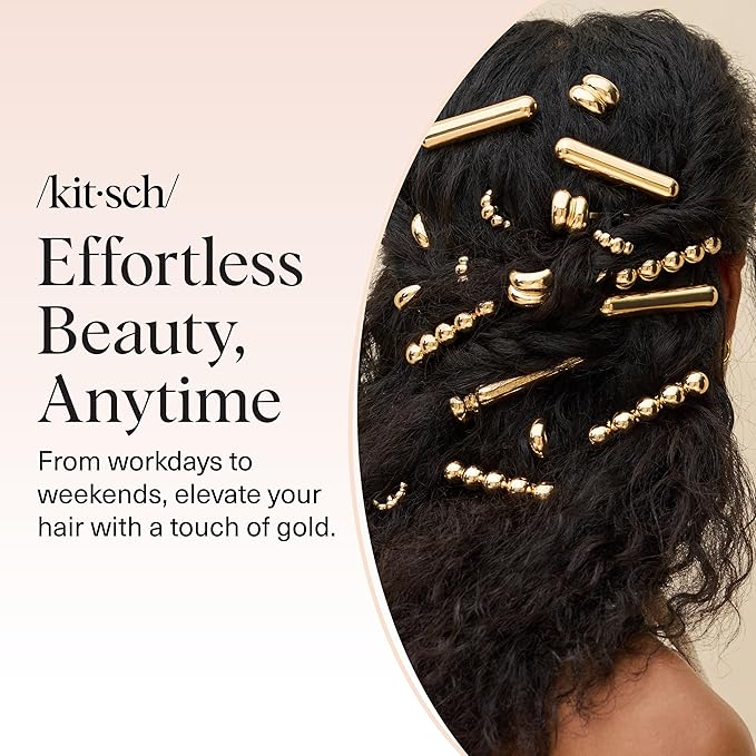 Kitsch Gold Hair Jewelry for Braids - Lightweight Metal Hair Pins for Women - Stackable Gold Hair Accessories for Everyday or Special Occasions | Ideal Gifts for Women - 3pc Set
