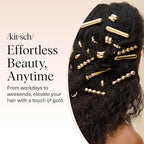 Kitsch Gold Hair Jewelry for Braids - Lightweight Metal Hair Pins for Women - Stackable Gold Hair Accessories for Everyday or Special Occasions | Ideal Gifts for Women - 3pc Set