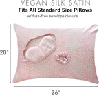 Satin Pillowcase Gift Set for Women – Pink Leopard, Silky Soft, Reduces Frizz | Includes Satin Eye Mask & Scrunchie | for Curly Hair, Sensitive Skin | Gift for Mom, Daughter, Girlfriend