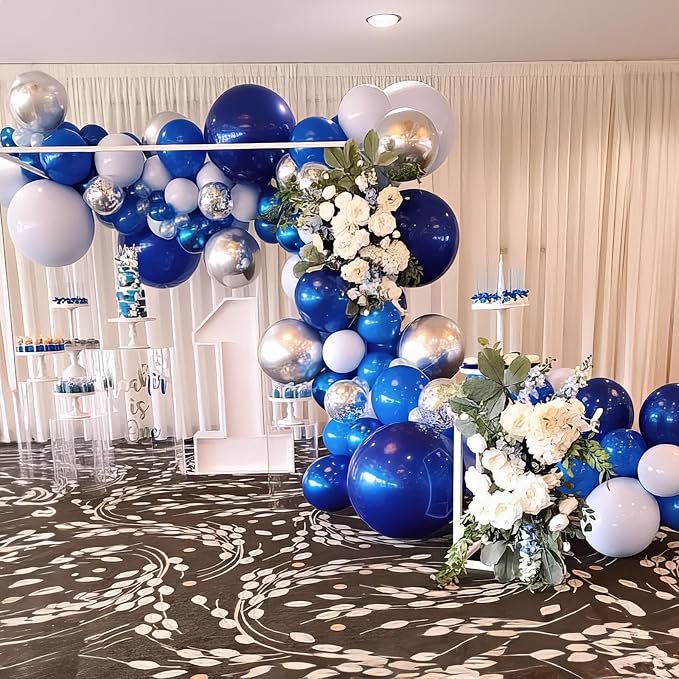 Blue White Silver Balloon 12 Inch Graduation Balloons Pearl Navy Royal Blue - Image 5