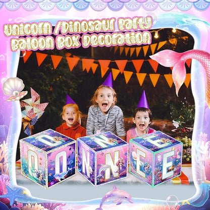 3 Pcs 1st Mermaid Birthday Decorations One Birthday Balloon Boxes Mermaid Party - Image 5