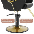 Barber Salon Chair for Hair Stylist, Height Adjustable Hydraulic Hair Reclining Salon Chairs, 360 Degrees Rotation, Multi-Function Shampoo Chair for Barbershop (Modern Black)