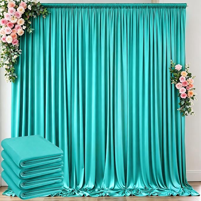 10 ft x 20 ft Wrinkle Free Turquoise Backdrop Curtain by Outpain