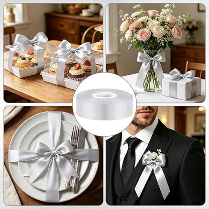 1In 30Yards Silver Satin Ribbon - Image 4