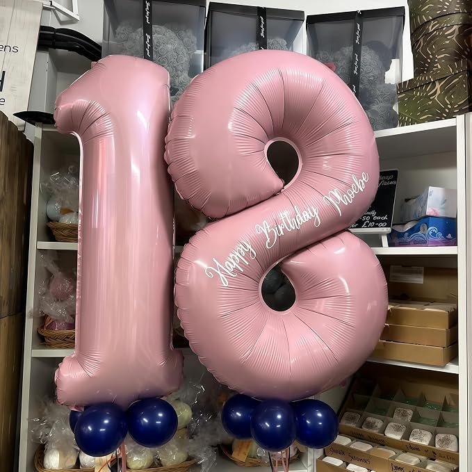 Pastel Pink 10 Balloons Number, 40 Inch Foil Number 1 & 0 Balloons - Image 8