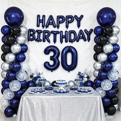 Navy Blue Black and Silver Balloon Column Stand Kit Set of 2 - Image 2