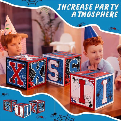 Feifeiya 3 Pcs Spider 6th Birthday Decoration Spider Theme Balloon Boxes "six" - Image 5